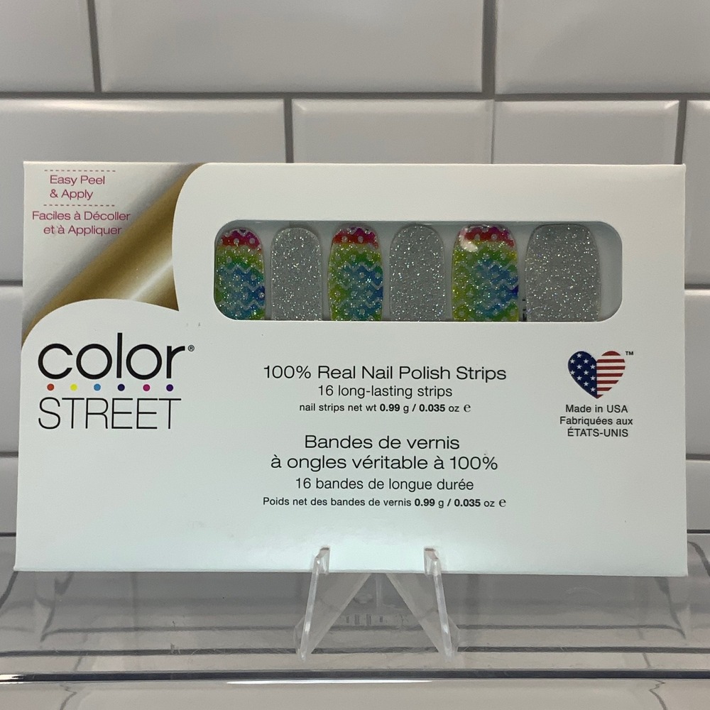 Color Street Eggs-travaganza FDG344 Real Nail Polish Rainbow Silver 16 Strips